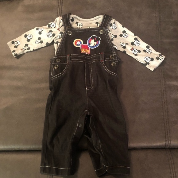 Mickey Mouse Overalls and Onesie 6-9 Months - Picture 1 of 7